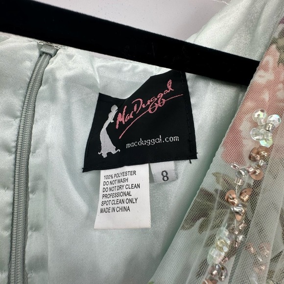 Mac Duggal Floral Flutter Sleeve V- Neck Maxi Dress Multicolor Size 8 NWT - Picture 11 of 12